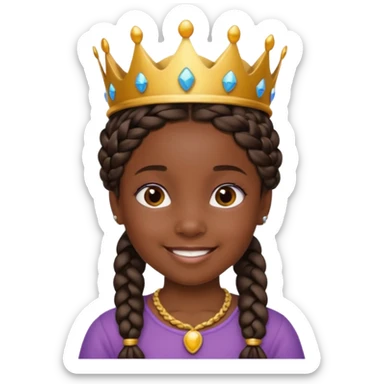 black girl kid with braided crown sticker