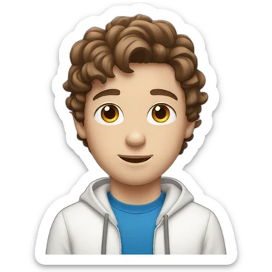 White Boy with brown hair and AirPods sticker