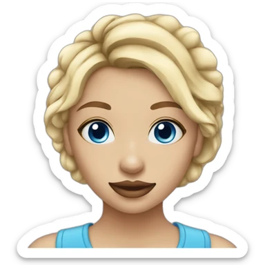 Blonde girl blue eyes round face septum piercing sticker