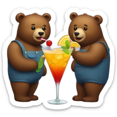 two bears drinking a cocktail sticker