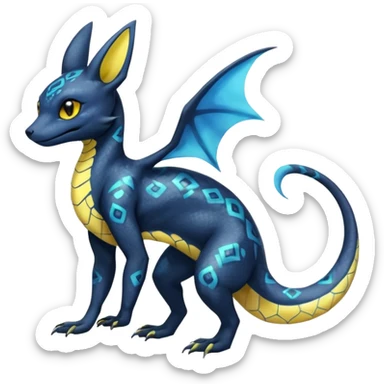 Shiny beautiful gorgeous ethereal Scaley Exotic Salandit-Umbreon-Fakémon-hybrid-creature (full body) sticker