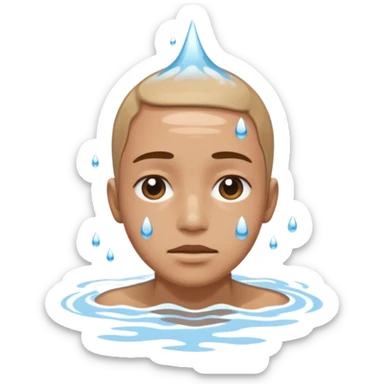 Tête qui se noit dans l’eau avec l’eau à la moitié du visage  sticker