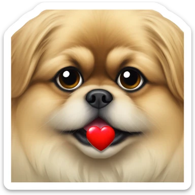 Pekingese with a heart sticker