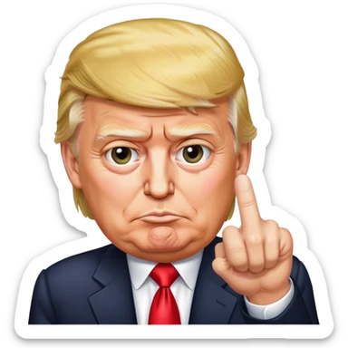 Old Donald Trump shows one finger photorealistic sticker
