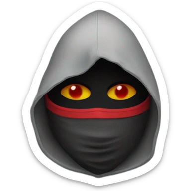  in a hood and a mask with red eyes sticker