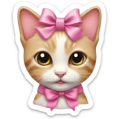 kitten with a cute pink bow sticker