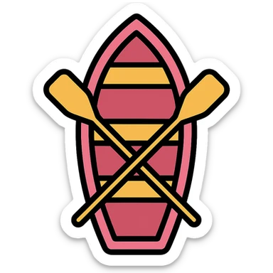 classic pink wooden rowing boat sticker