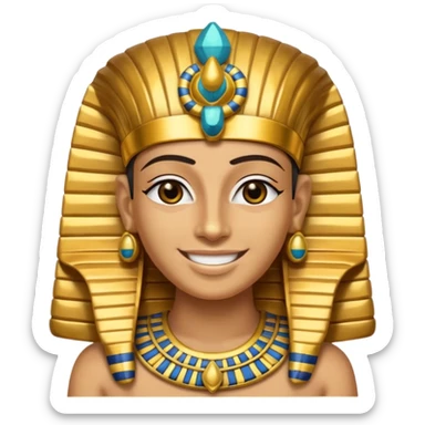 Tutankhamun with golden headdress, emoji style sticker