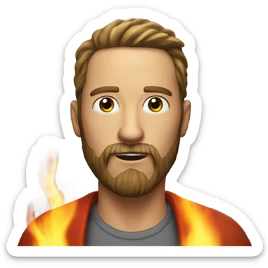 realistic male with beard with fire coming out of mouth sticker