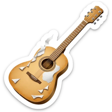 paper acoustic guitar with white paper tears & rips across it sticker