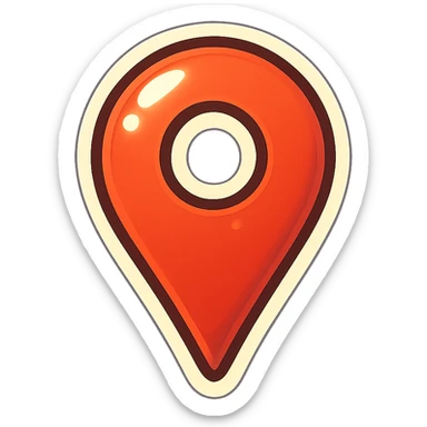 cartoon style sticker of a single map pin location symbol, simple and clear, no text sticker