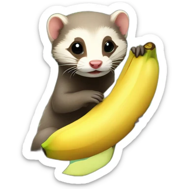 ferret eating a banana in a tree sticker