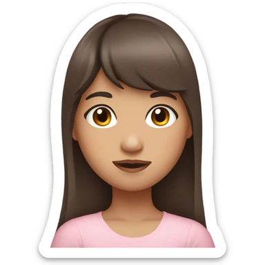 filipino girl with bangs and long brown hair wearing baby pink top sticker