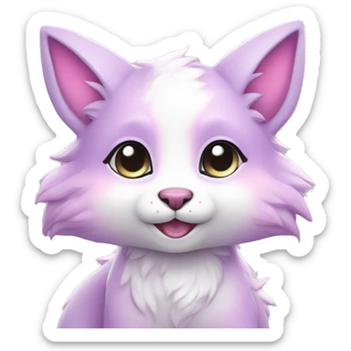 Kawaii cute colorful bright light pastel lilac-pink-white-gradient fantasy ethereal anthro fursona animal creature sticker
