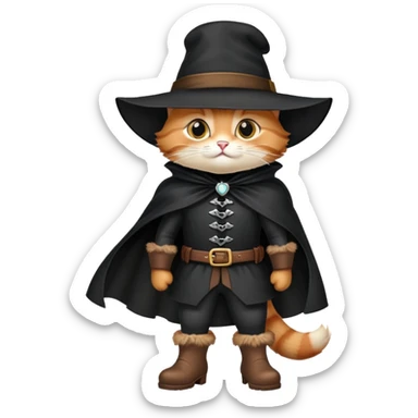 puss in boots black hat black cape sticker