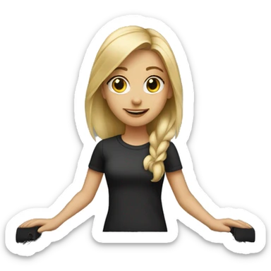 Audio technician blonde girl with an audio desk sticker