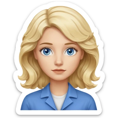 Blonde avec yeux bleus qui est architecte , cheveux ondulés , Sans lunettes  sticker