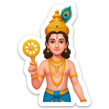 Lord krishna holding  with Sudharshan chakra sticker