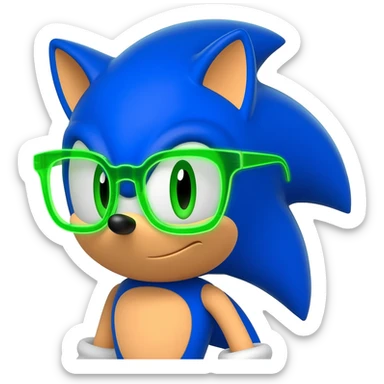 Sonic the hedgehog with y2k esthetic neon green glasses sticker