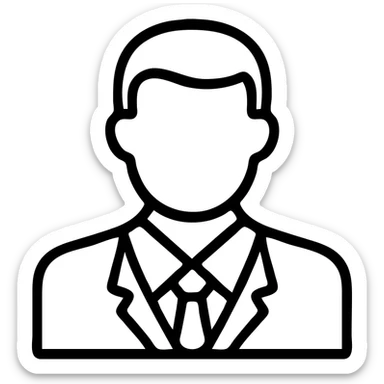 icon of a man with green eyes, suit and tie, minimalist style sticker