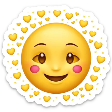 A cute and happy emoji of a smiling face with heart eyes, surrounded by small hearts and sparkles, expressing love for Rostik. sticker