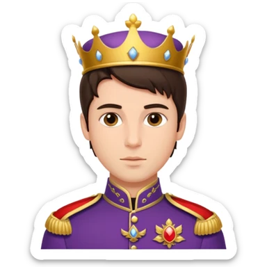 handsome brunette male prince with royal uniform sticker