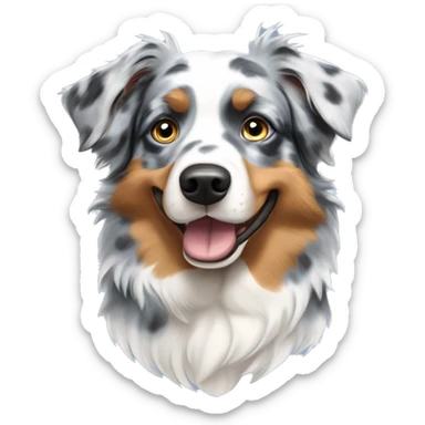 Blue Merle Australian shepherd with bow on head sticker