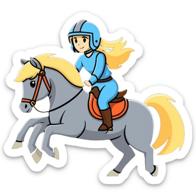 Blonde women with long hair and helmet riding dark horse sticker