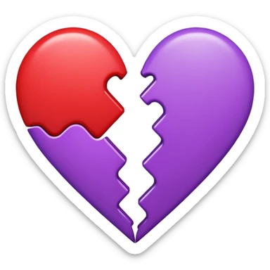 heart emoji split diagonally, one half red, one half purple sticker