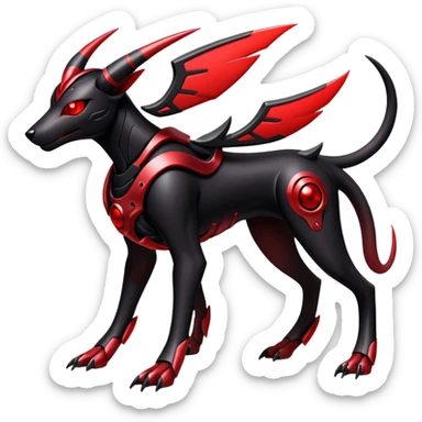 Shiny Gothic Exotic Futuristic Houndoom-Genesect-Pokémon-Fakémon-hybrid-creature sticker