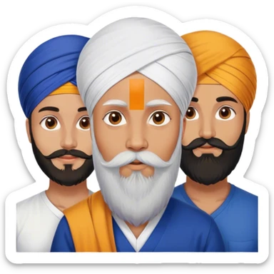 French beard father, Sikh mother, adult girl, adult Sikh boy sticker