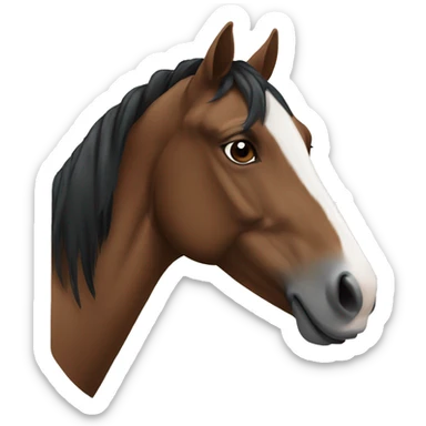 Brown horse with white on nose and black hair sticker