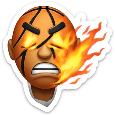 Basketball witb angry face on fire sticker