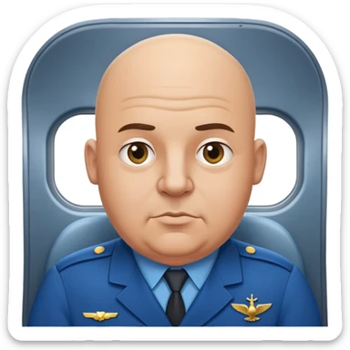 bald a bit fat man in a blue uniform on a bombing plane sticker