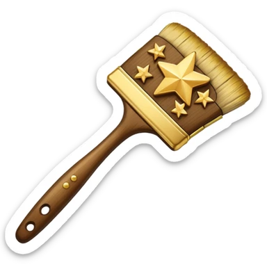 a painting brush with shiny stars sticker