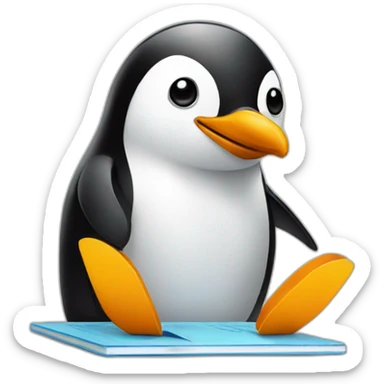 penguin designing a website sticker