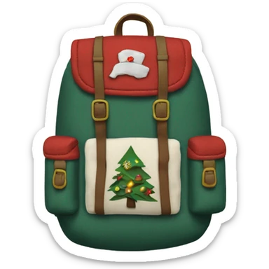 backpack for adventure with vintage christmas patches sewn on it sticker