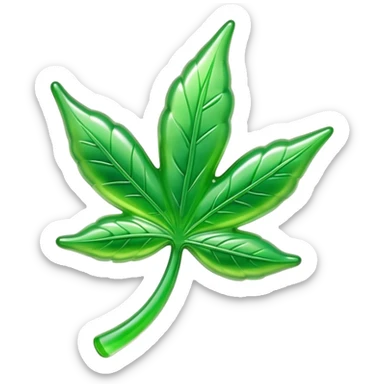 glossy green gusher gummy in the shape of a weed leaf sticker