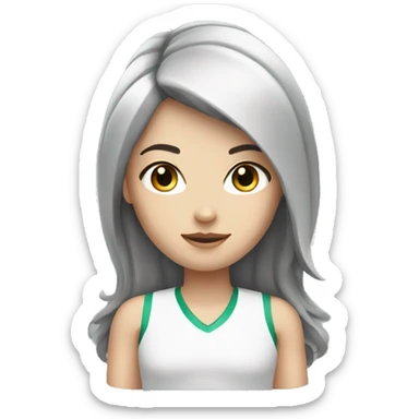 A White girl with gray eyes and black dark and sport hair sticker