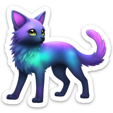 Cute cool black nebula fading green blue purple pink gradient animal hybrid Fakemon full body sticker