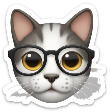 Un gato con lentes de nerd y un mate en la mano sticker