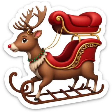 cute reindeer and sleigh sticker