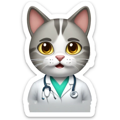 Doctor cat frustrated, because patient is not walking 10 thousand steps a day sticker