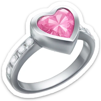Sliver ring with a pink heart diamond sticker