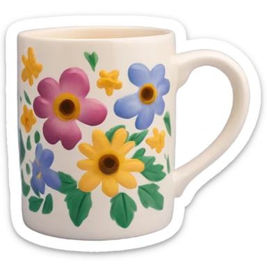 ceramic mug with flowers painted on it sticker