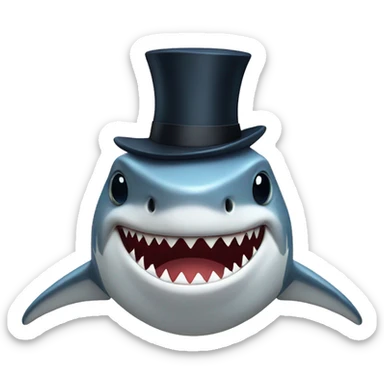 Shark with a top hat sticker