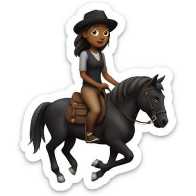 Girl riding dark bag horse sticker