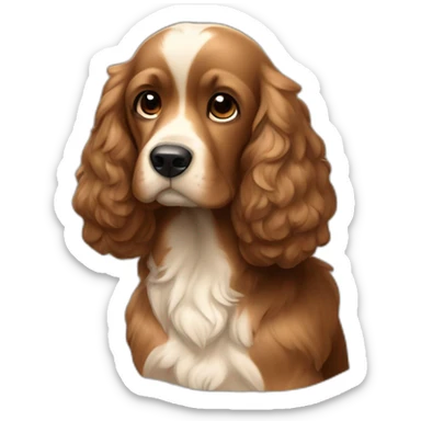 Cocker qui a une pelage noir marron beige sticker