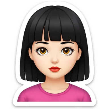 Girl with black bang and hair sticker