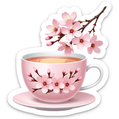 Cute Pastel pink Cherry Blossom Sakura Tea sticker